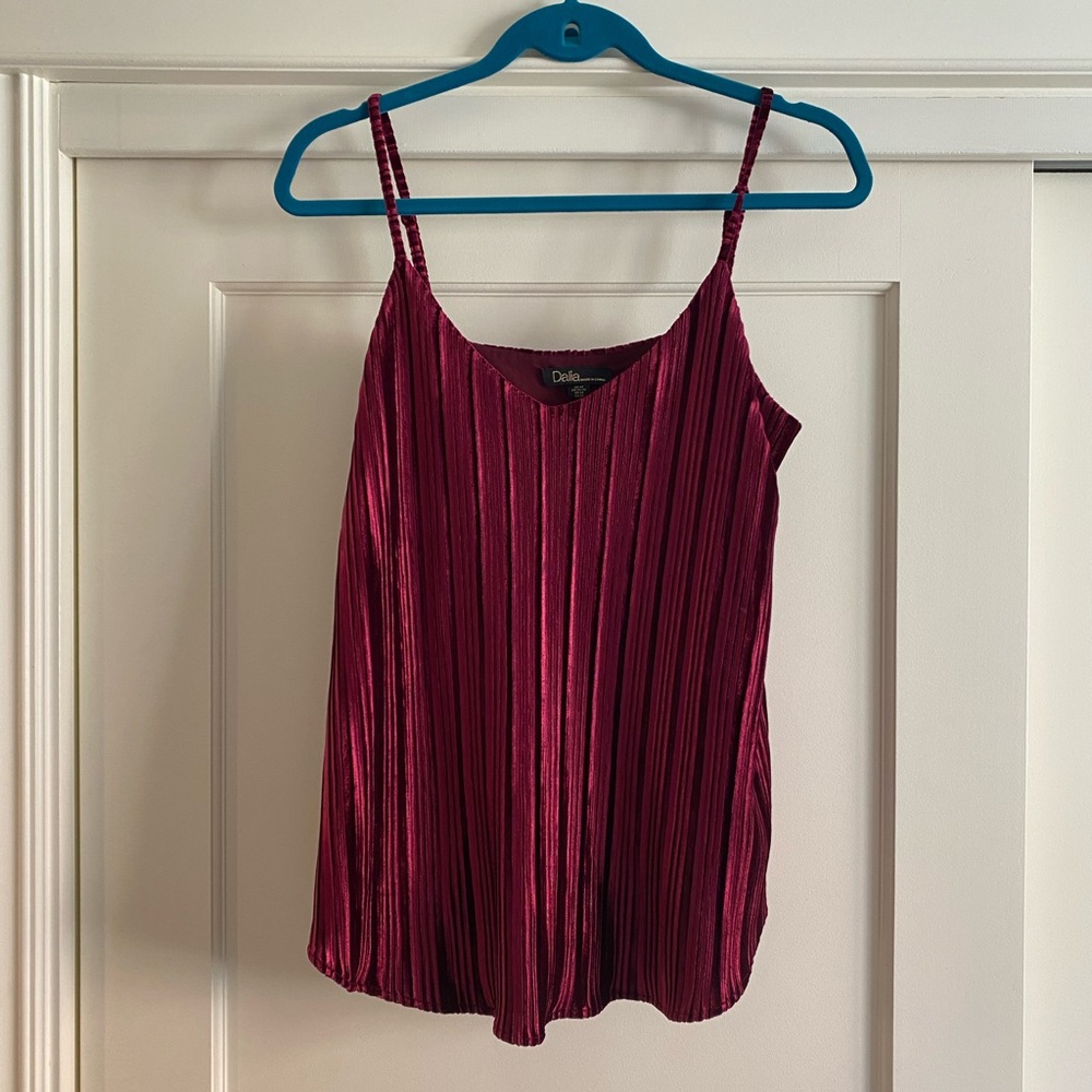 Dahlia Dark Red Velvet Tank Top